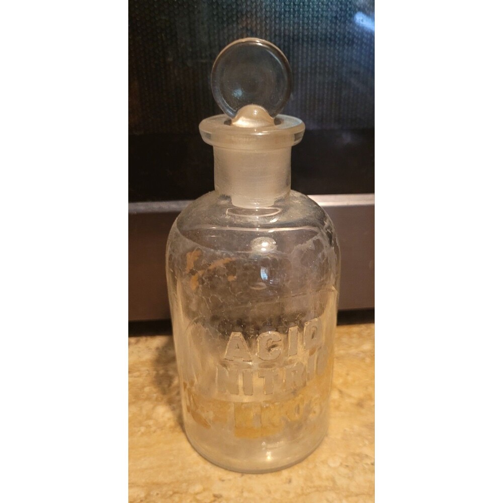 Vtg T.C.W. Acid Nitric HNO3 Apothecary Medicine Chemical Bottle